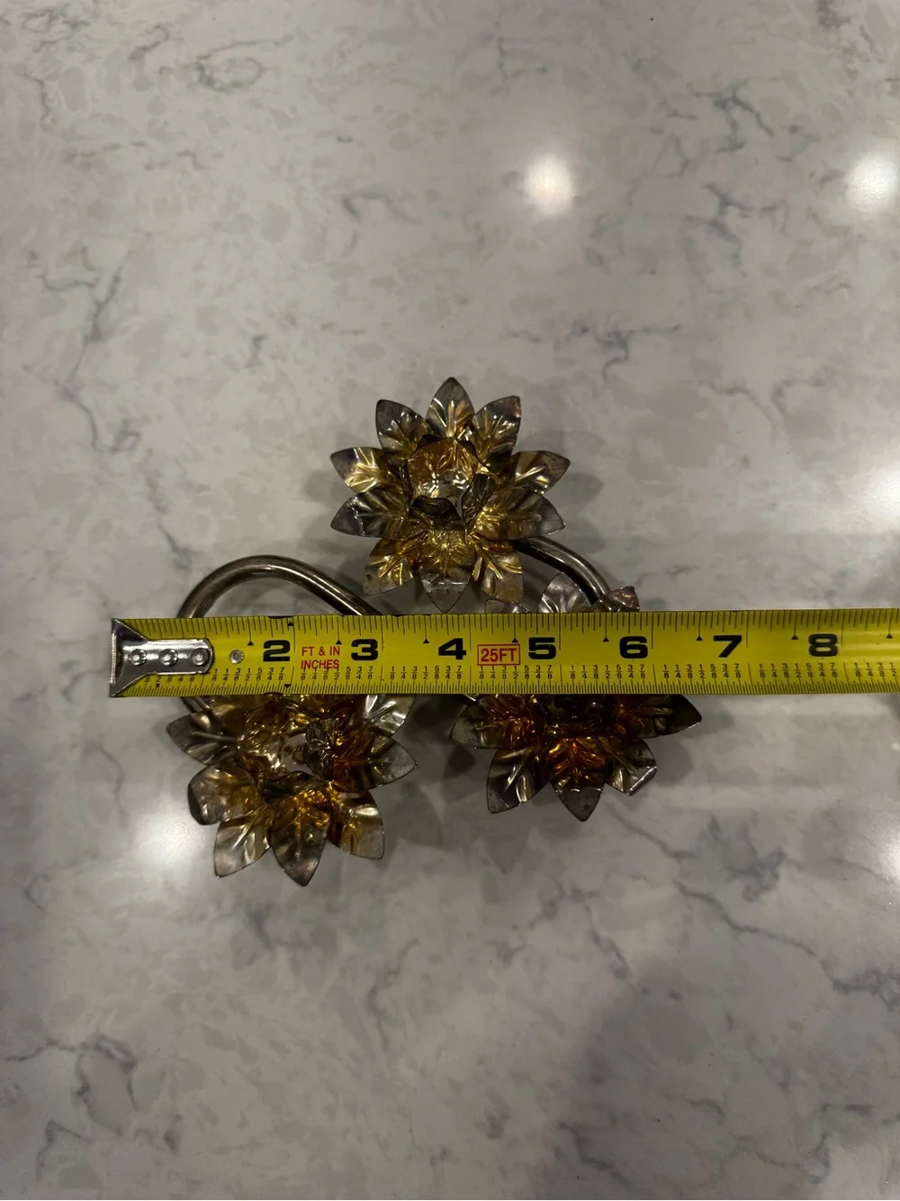 Vintage Silver Plate Gold Lotus Flower Candelabra Centerpiece